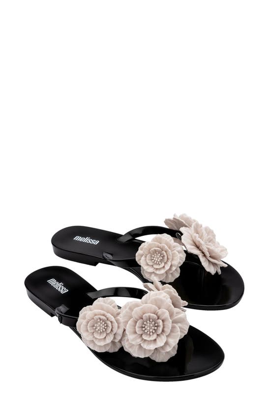 Melissa Harmonic Springtime Jelly Sandal In Black/beige, Women's At Urban Outfitters In Beige/ Black