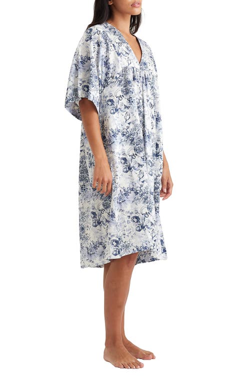 Shop Papinelle Toile De Jouy Caftan Nightgown In French Blue