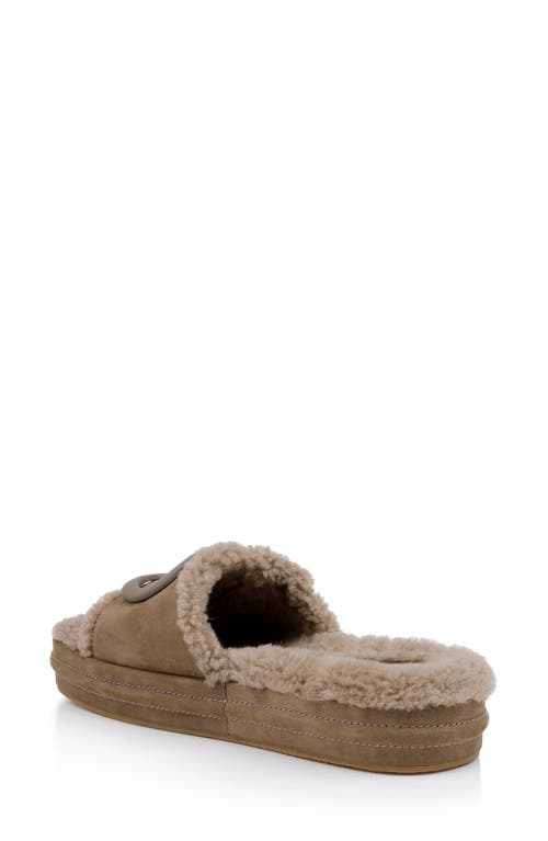 Shop Dee Ocleppo Lima Genuine Shearling Platform Sandal In Dark Taupe