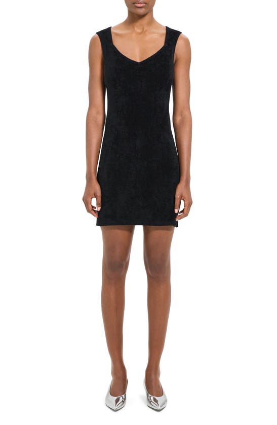 Theory Sleeveless Body-con Mini Sweater Dress In Black