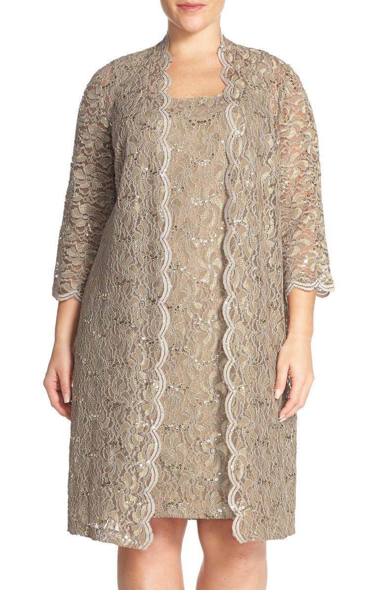 Alex Evenings Sequin Lace Sheath Dress & Duster (Plus Size) | Nordstrom