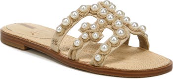 Sam Edelman Bay Imitation Pearl Cutout Slide Sandal (Women)