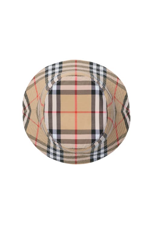 Shop Burberry Reversible Cotton Blend Bucket Hat In Sand