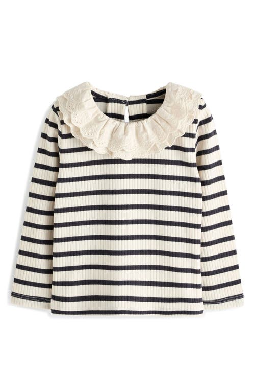 Shop Next Kids' Stripe Eyelet Accent Cotton Knit Top In White