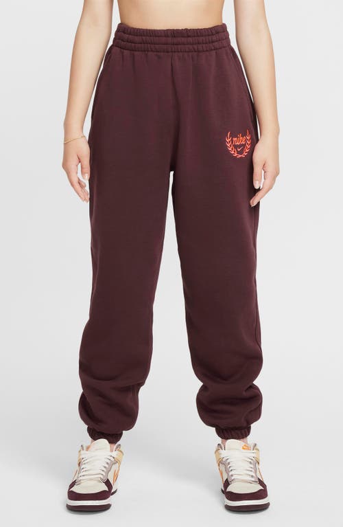 Nike Kids' Club Cotton Blend Fleece Sweatpants In Burgundy Crush/ Hot Punch