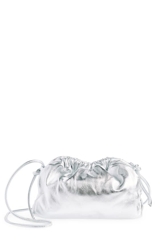 Mansur Gavriel Mini Cloud Metallic Leather Clutch In White