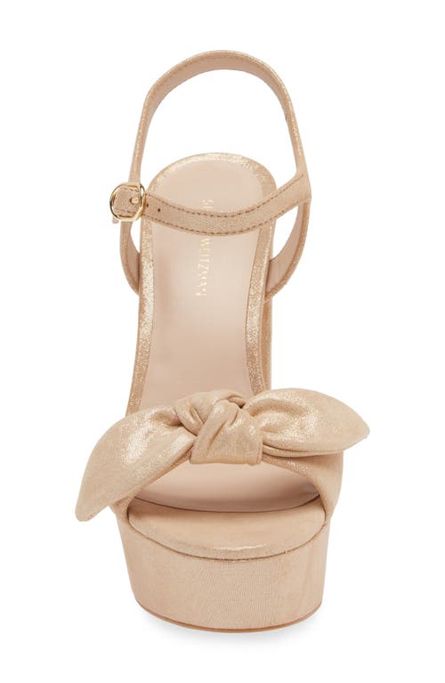 Stuart Weitzman Knot Platform Ankle Strap Sandal In Platino