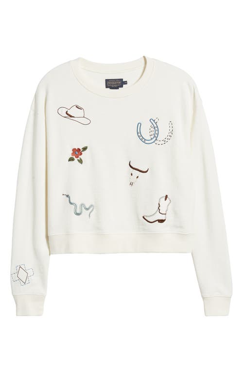 Shop Pendleton Western Embroidered Cotton Graphic Sweatshirt In Ivory