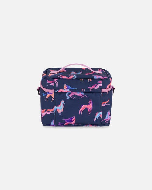 Shop Deux Par Deux Girl's Lunch Box Navy Printed Unicorn In Printed Unicorns