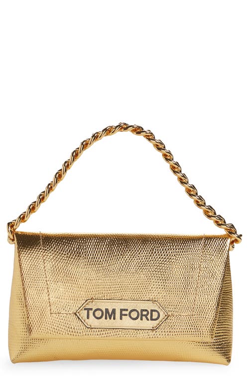 TOM FORD Triple Chain Small Embellished Metallic Leather Shoulder Bag