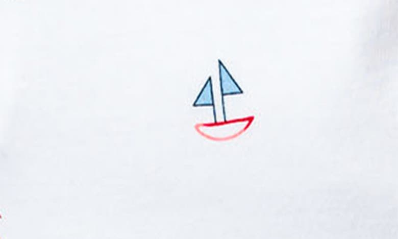 Petite Plume Sailboat Print Pima Cotton Footie In White