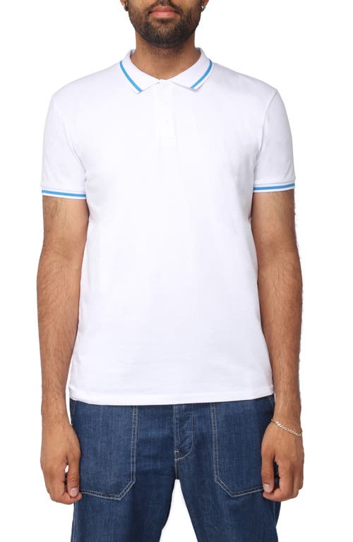 Shop X-ray Xray Pipe Trim Knit Polo In White/ocean Blue