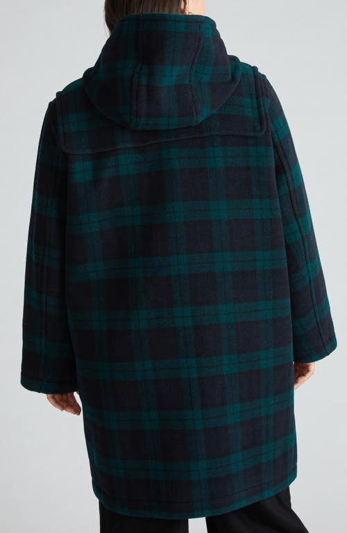 Universal Standard Highlands Duffle Coat In Green/navy Plaid