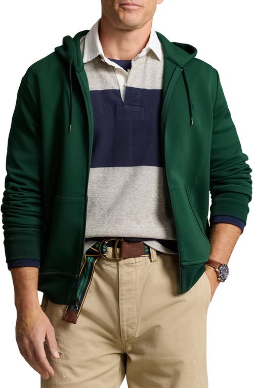 Shop Polo Ralph Lauren Double-knit Full-zip Hoodie In Vintage Pine