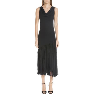 Fuzzi Tulle Fringe Dress, Black