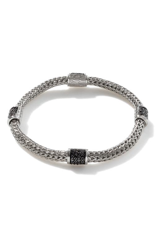 John Hardy Sapphire Stations Chain Bracelet in Silver/black Sapphire at Nordstrom, Size Large
