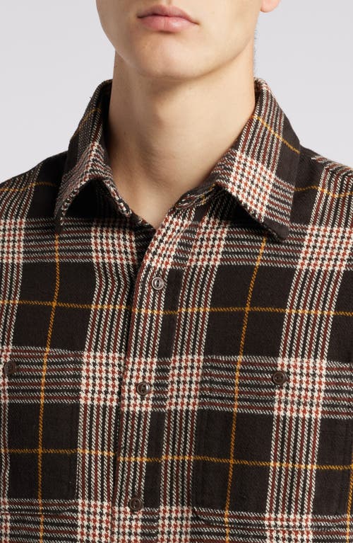 Schott Nyc Two-pocket Long Sleeve Flannel Button-up Shirt In Brown/gold