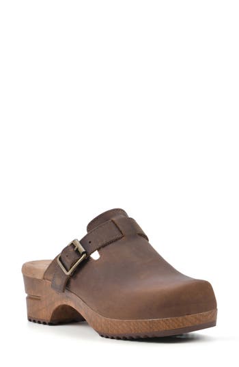 Shop White Mountain Footwear White Mountain Behold Suede Platform Clog In Brown/leather