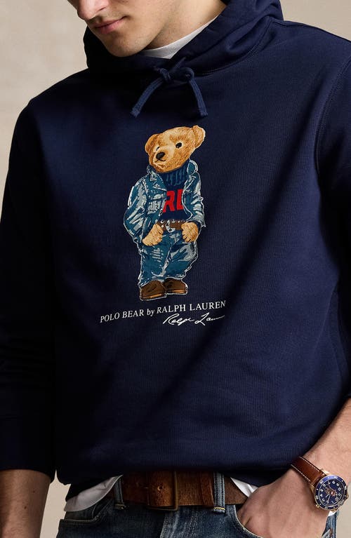 Shop Polo Ralph Lauren Polo Bear Fleece Hoodie In Cruise Navy Denim Bear