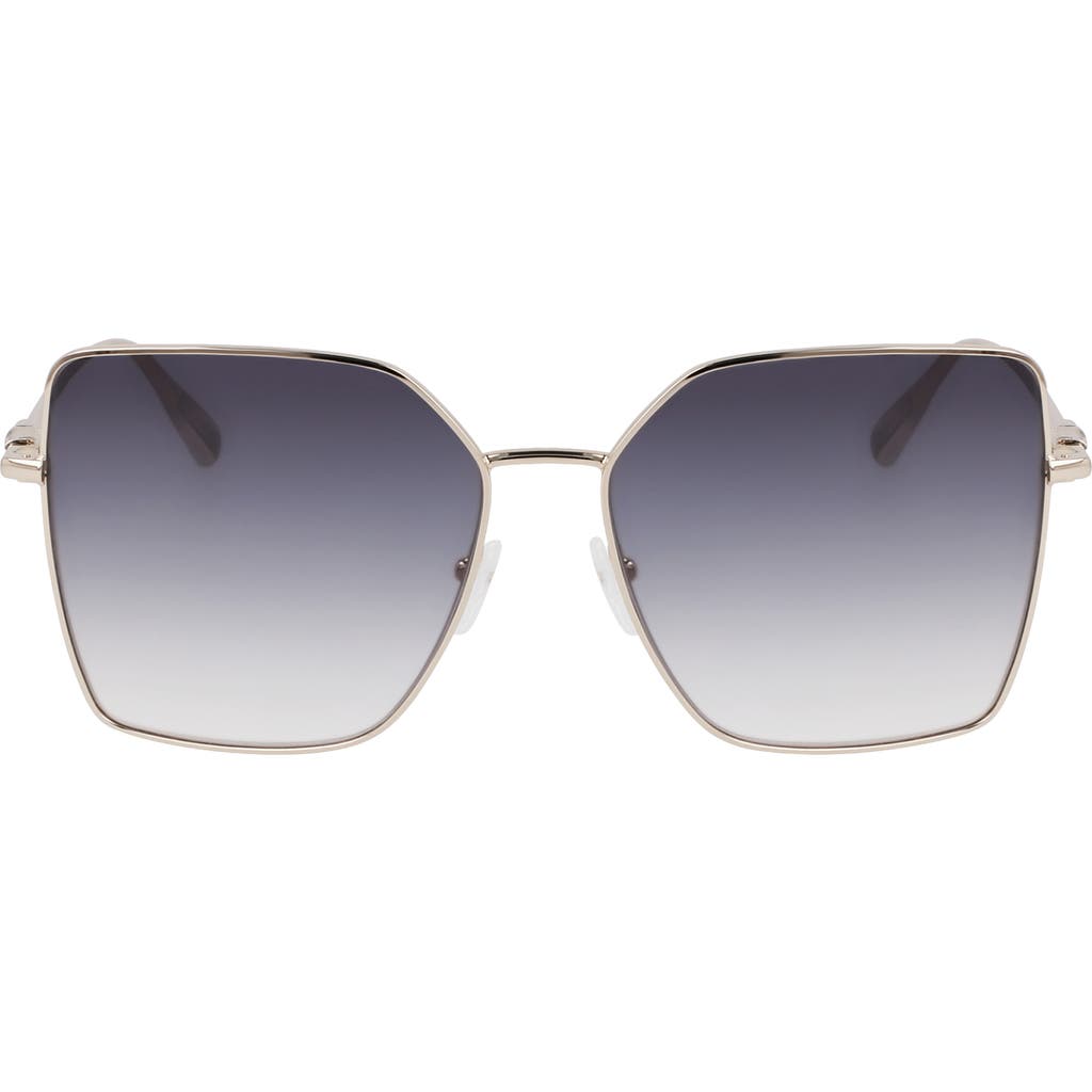 Longchamp Roseau 57mm Gradient Butterfly Sunglasses In Gold/gradient Smoke