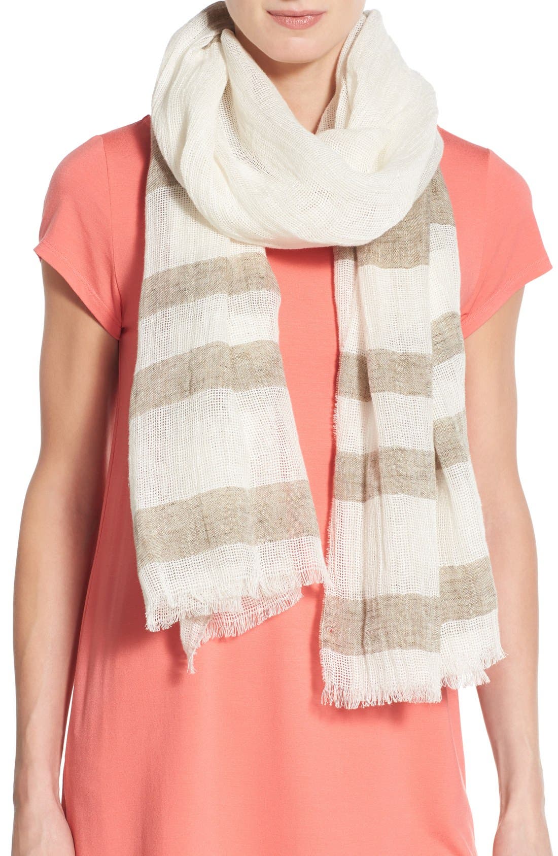 Eileen Fisher Stripe Woven Linen Scarf Nordstrom