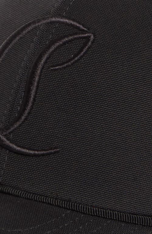 Christian Louboutin Mooncrest Embroidered Monogram Cotton Canvas Baseball Cap In Black/silver