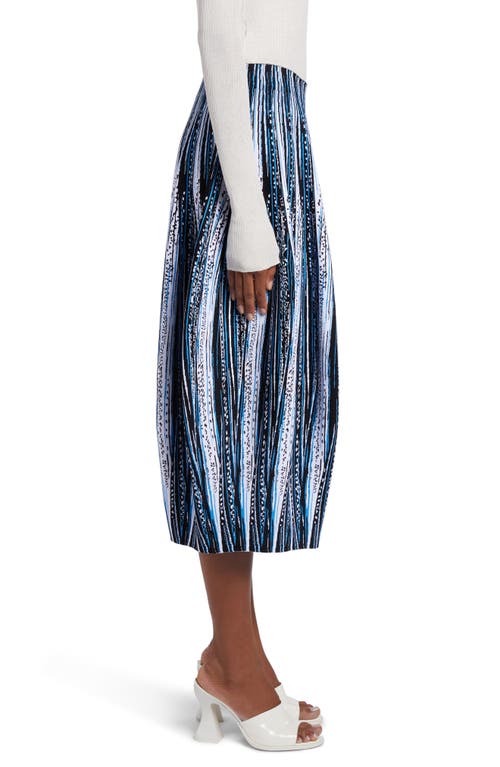 Shop Bottega Veneta Feather Jacquard Balloon Midi Skirt In Blue/black