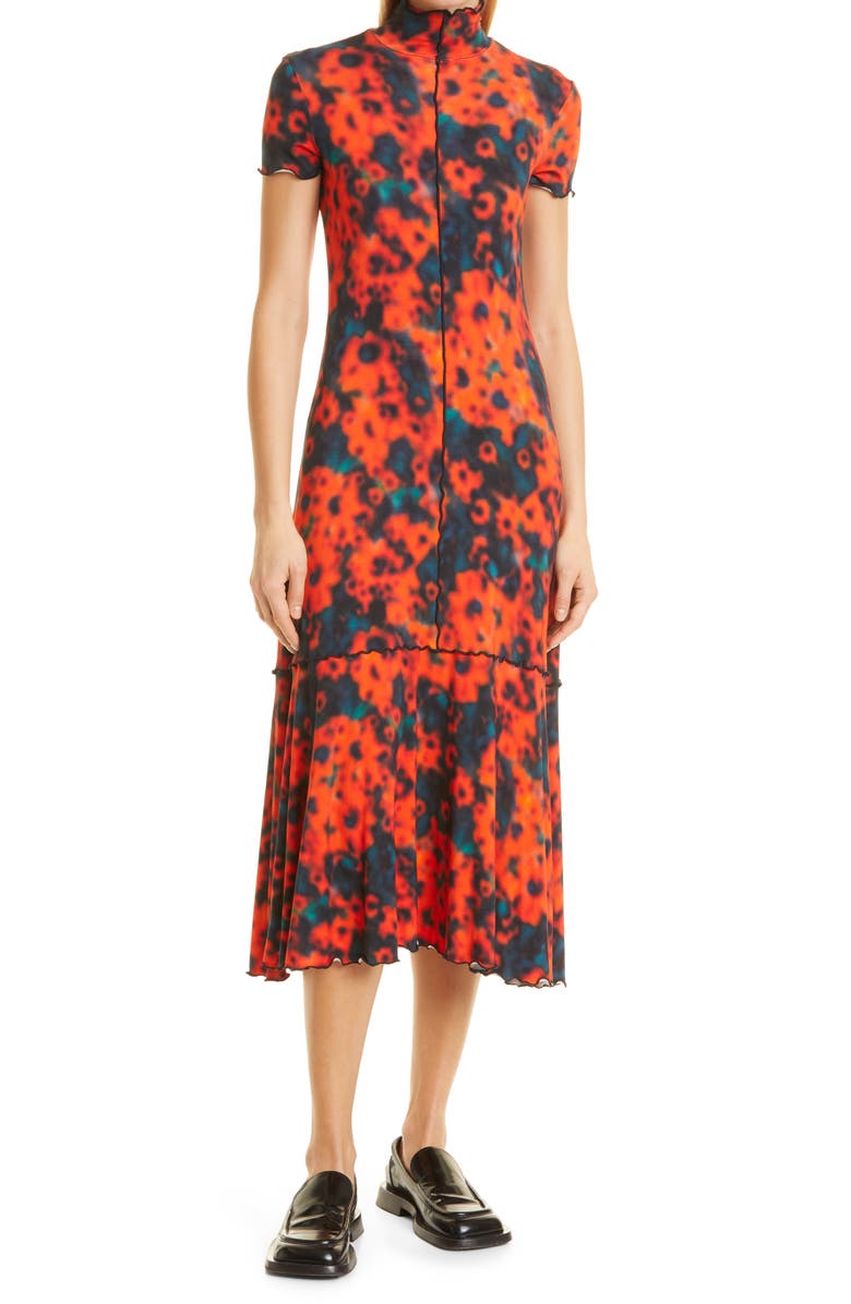 Proenza Schouler White Label Sunflower Jersey Dress, Main, color, 