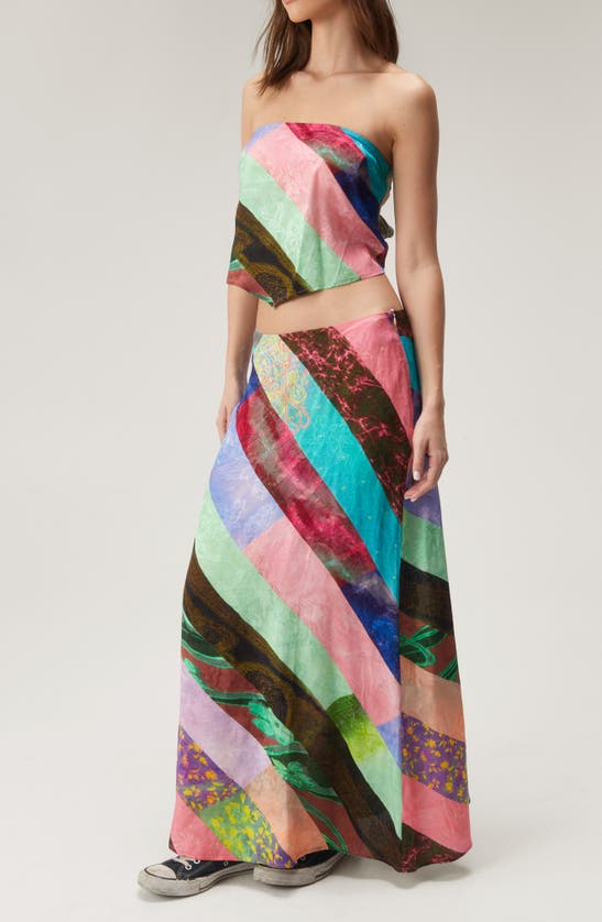 Shop Nasty Gal Patchwork Print Satin Maxi Skirt In Multi