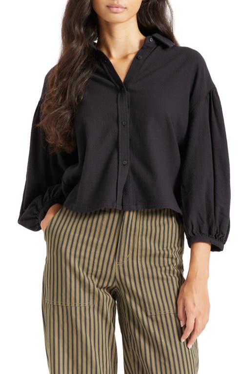 Brixton Kane Woven Button-Up Top in Black