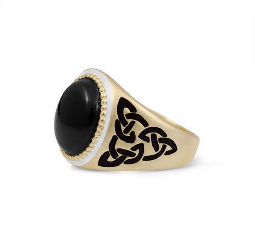 Luvmyjewelry Black Onyx Sterling Silver Men Signet Ring With Enamel In 14kt Gold Vermeil On Sterling