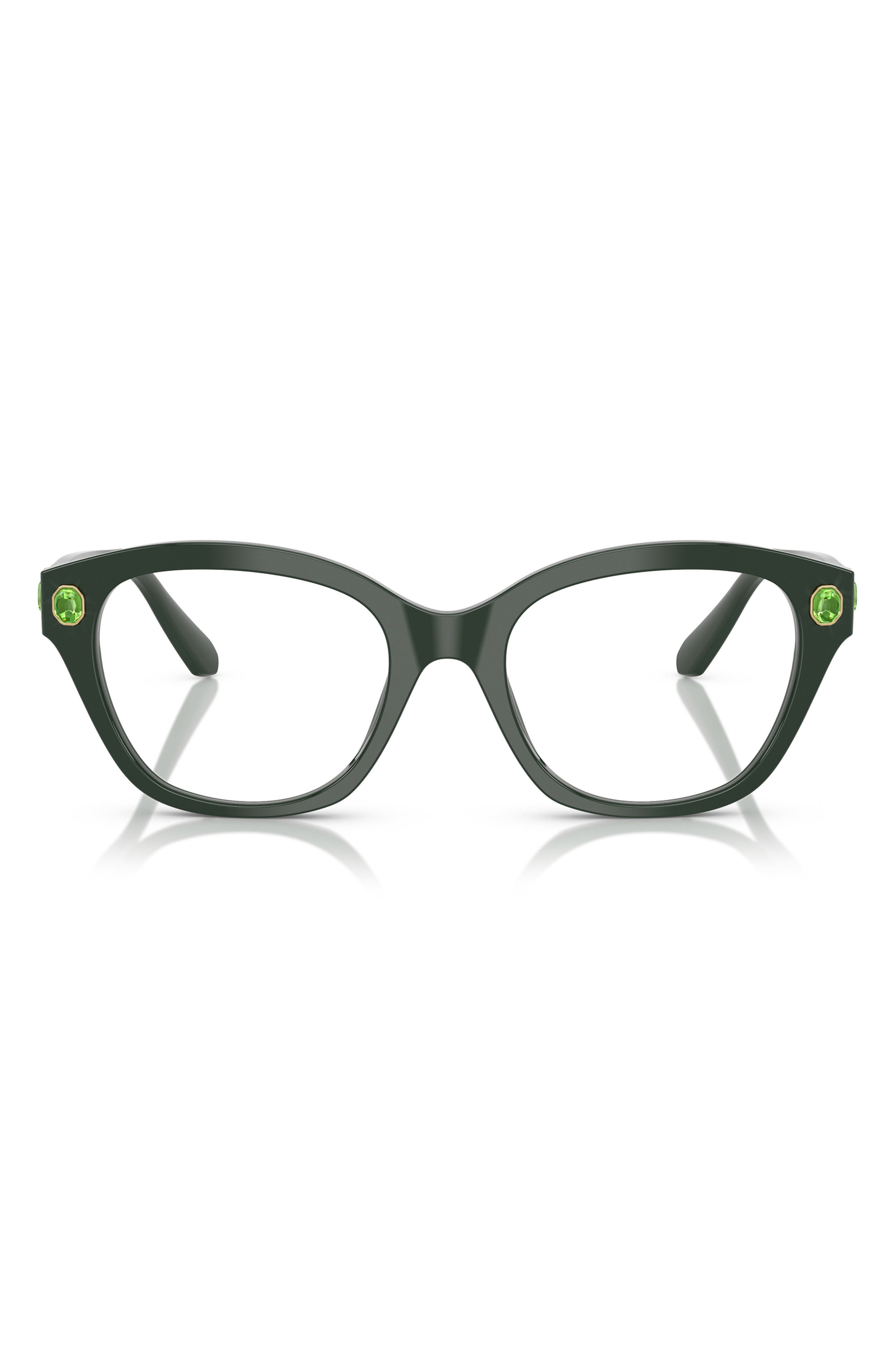 Swarovski 51mm Pillow Optical Glasses in Dark Green 