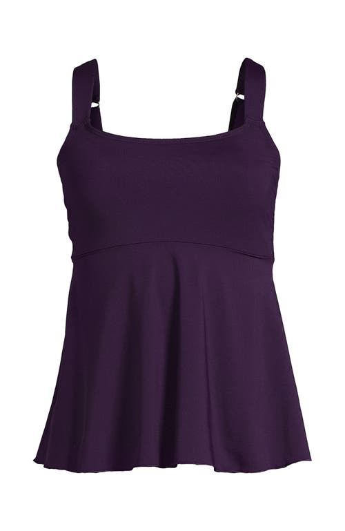 Lands' End Long Adjustable Scoop Neck Flutter Tankini Top In Blackberry