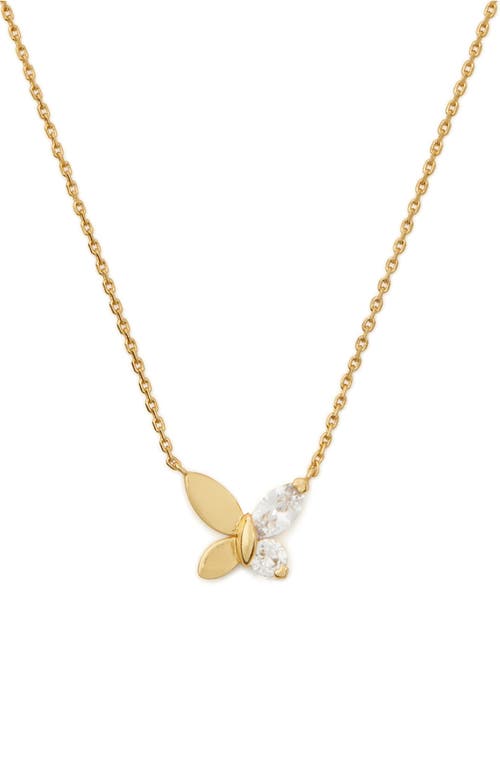 Shop Kate Spade New York Mini Butterfly Pendant Necklace In Clear/gold