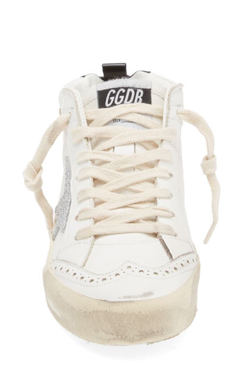 Shop Golden Goose Mid Star Glitter Sneaker In White/gold