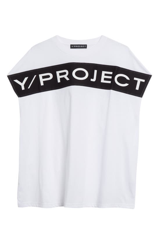 Shop Y/project Scrunched Logo Oversize Muscle Tee In Optic White
