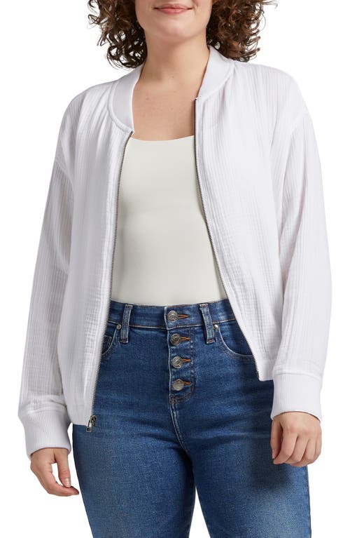 Jag Jeans Textured Bomber Jacket in White