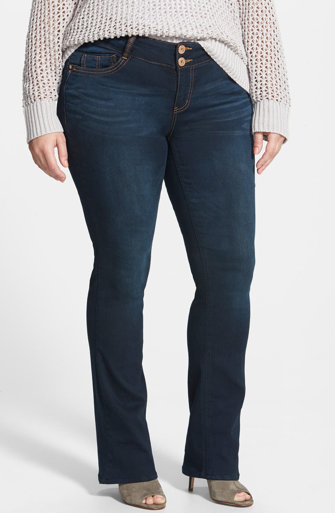 Democracy 'Rebel' Stretch Barely Bootcut Jeans (Indigo) (Plus Size