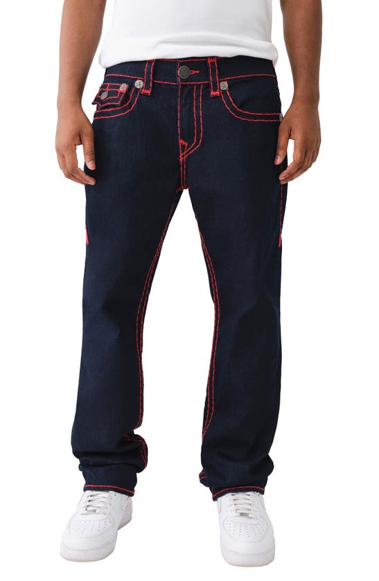 Shop True Religion Brand Jeans Ricky Super T Straight Leg Jeans In Rigel Dark Wash