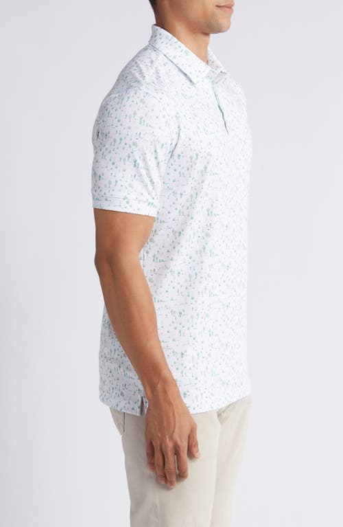 Shop Mizzen + Main Mizzen+main Halyard Trim Fit Print Performance Polo In White Lone Cacti