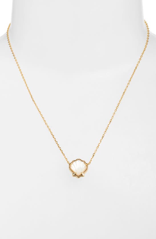 Shop Kendra Scott Brynne Shell Pendant Necklace In Gold Ivory Mother Of Pearl