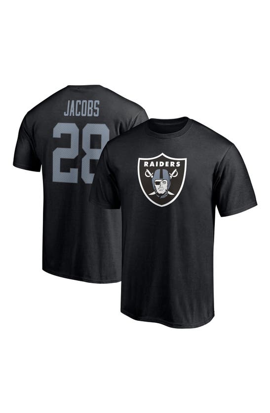 Men's Fanatics Branded Josh Jacobs Black Las Vegas Raiders Player Icon Name & Number T-Shirt