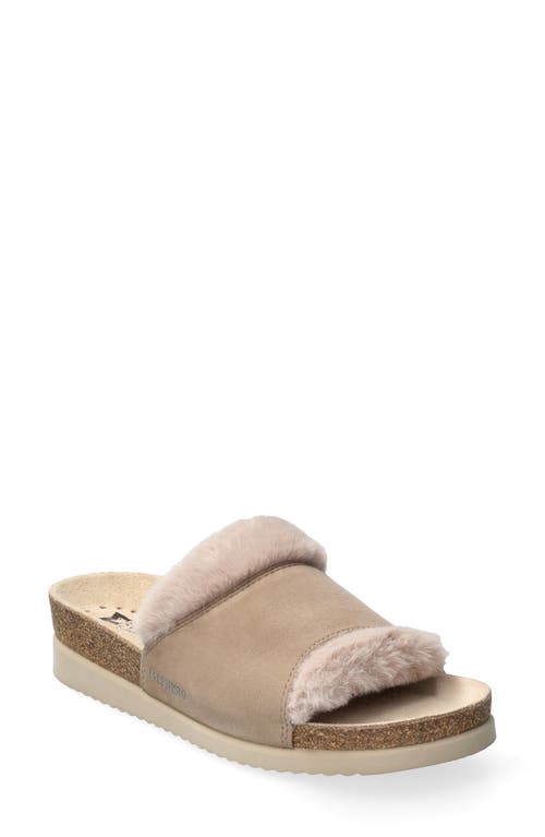 Mephisto Hemeline Faux Fur Slide Sandal In Light Taupe