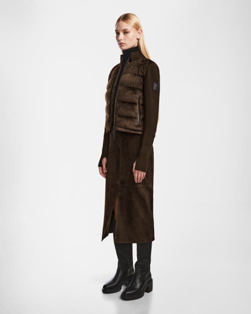 Shop Rudsak Velvet Hybrid Knit & Light Down Jacket In Espresso