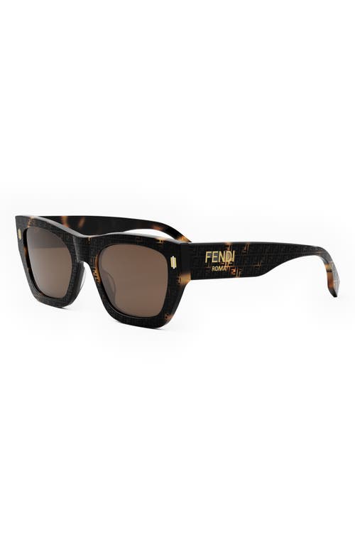Shop Fendi ' Roma 63mm Rectangular Sunglasses In Havana/brown