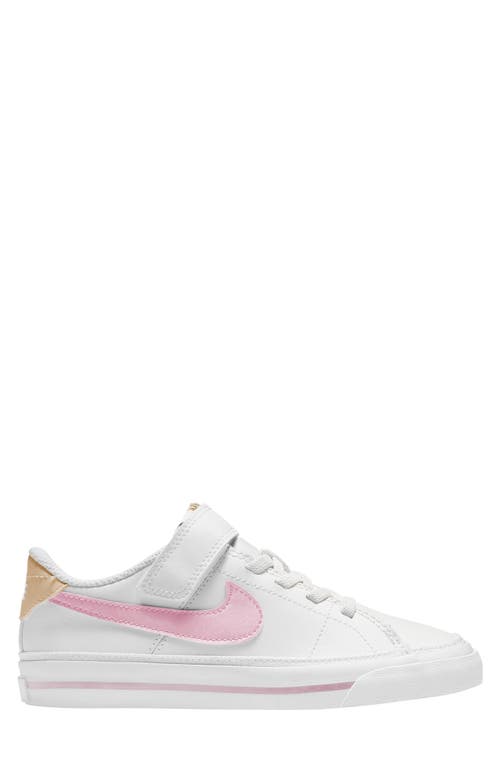 Shop Nike Kids' Court Legacy Sneaker In White/pink