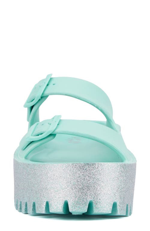 Shop Olivia Miller Sparkles Plaform Slide Sandal In Blue/green