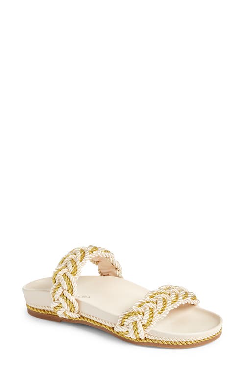 Michelle Double Strap Slide Sandal in Cream/Gold