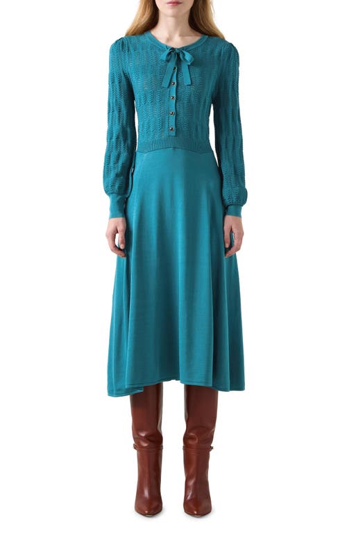 LK Bennett Susannah Long Sleeve Sweater Dress in Dark Teal 