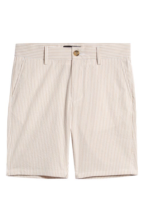 Nordstrom Kids' Stripe Seersucker Cotton Shorts in Beige Hummus Pin Stripe at Nordstrom, Size 20